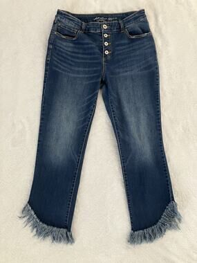INC Fringed Ankle Jeans Womens Straight Stretch Boho Indie Sleaze Festival 12